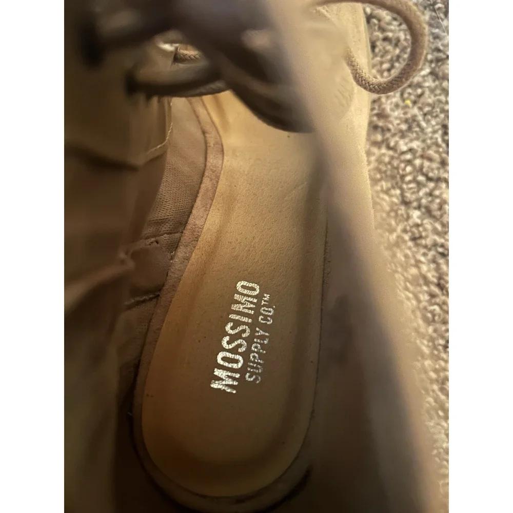 NEW Mossimo Boho Beige Open Toe Lace Up‎ Suede Chunky Heel Ankle Booties 6.5